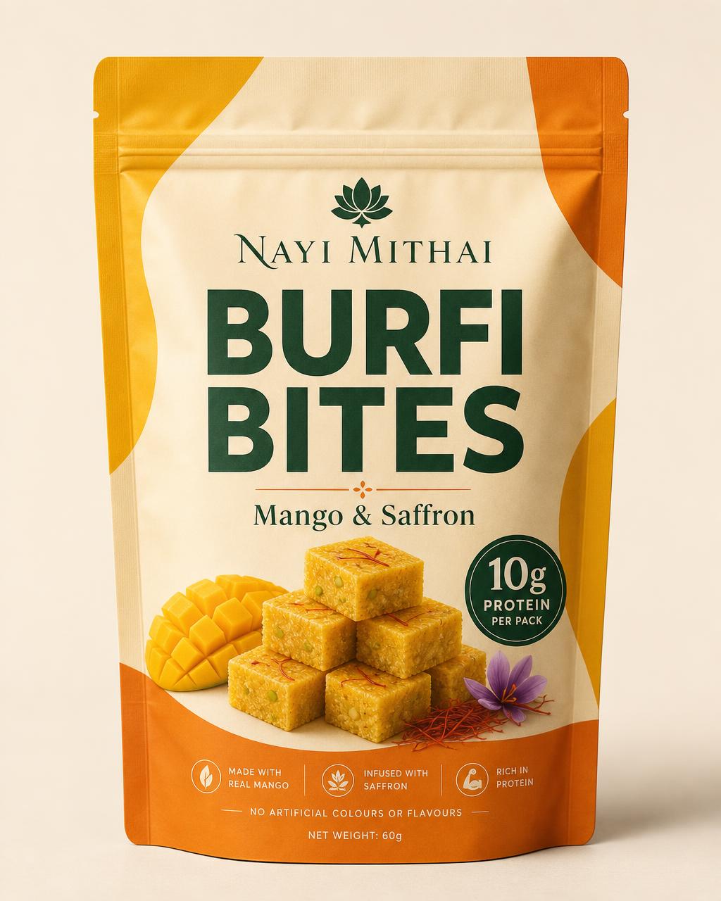 Mango & Saffron NAYI MITHAI Barfi Bites resealable pouch